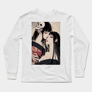 Geisha and skull 8011 Long Sleeve T-Shirt